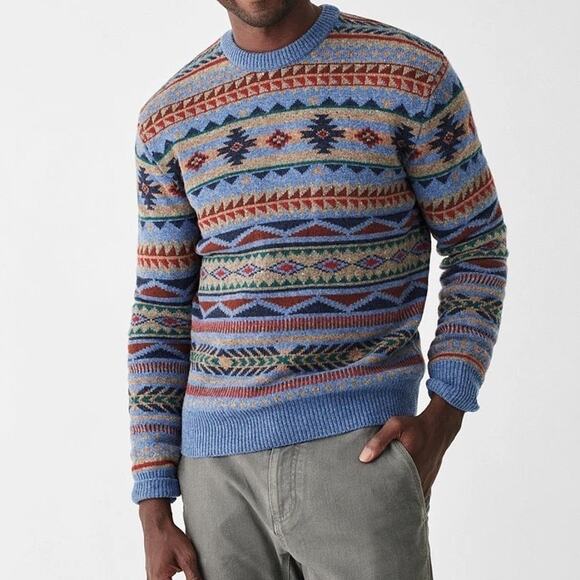 Faherty Mens Doug Good Feather Fair Isle Sweater - Picture 1 of 3